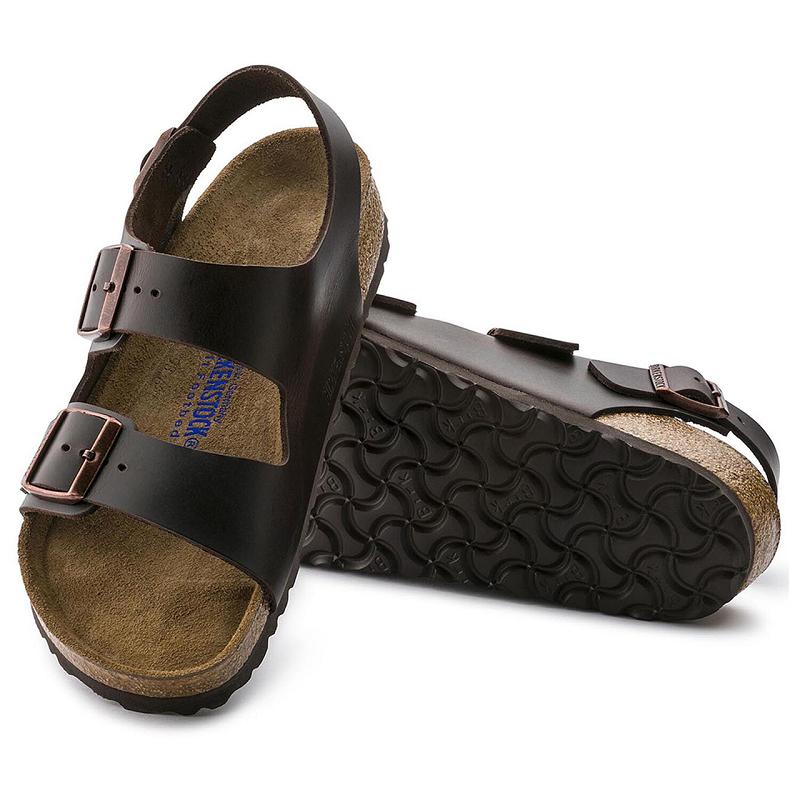 Birkenstock Milano Soft Footbed Amalfi Læder Sandaler Dame Kaffe | DK 351MQZ